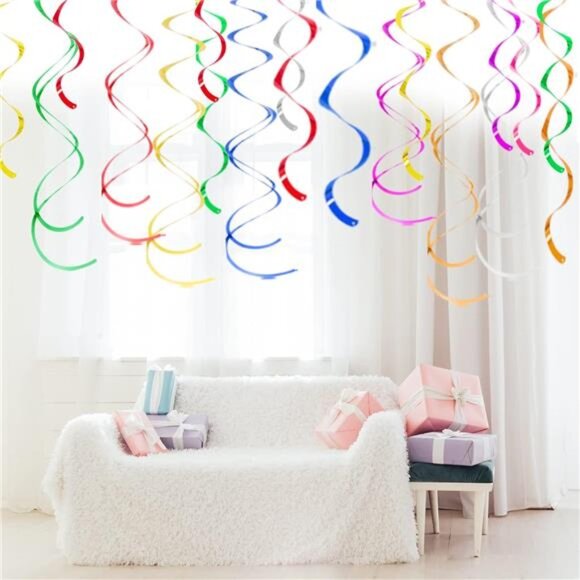Colorful Ceiling Swirl Decorations Hanging Party Streamers Wedding Graduation - Picture 6 of 7